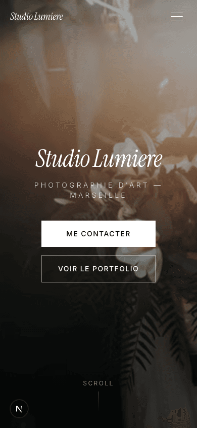 Studio Lumière — vue mobile